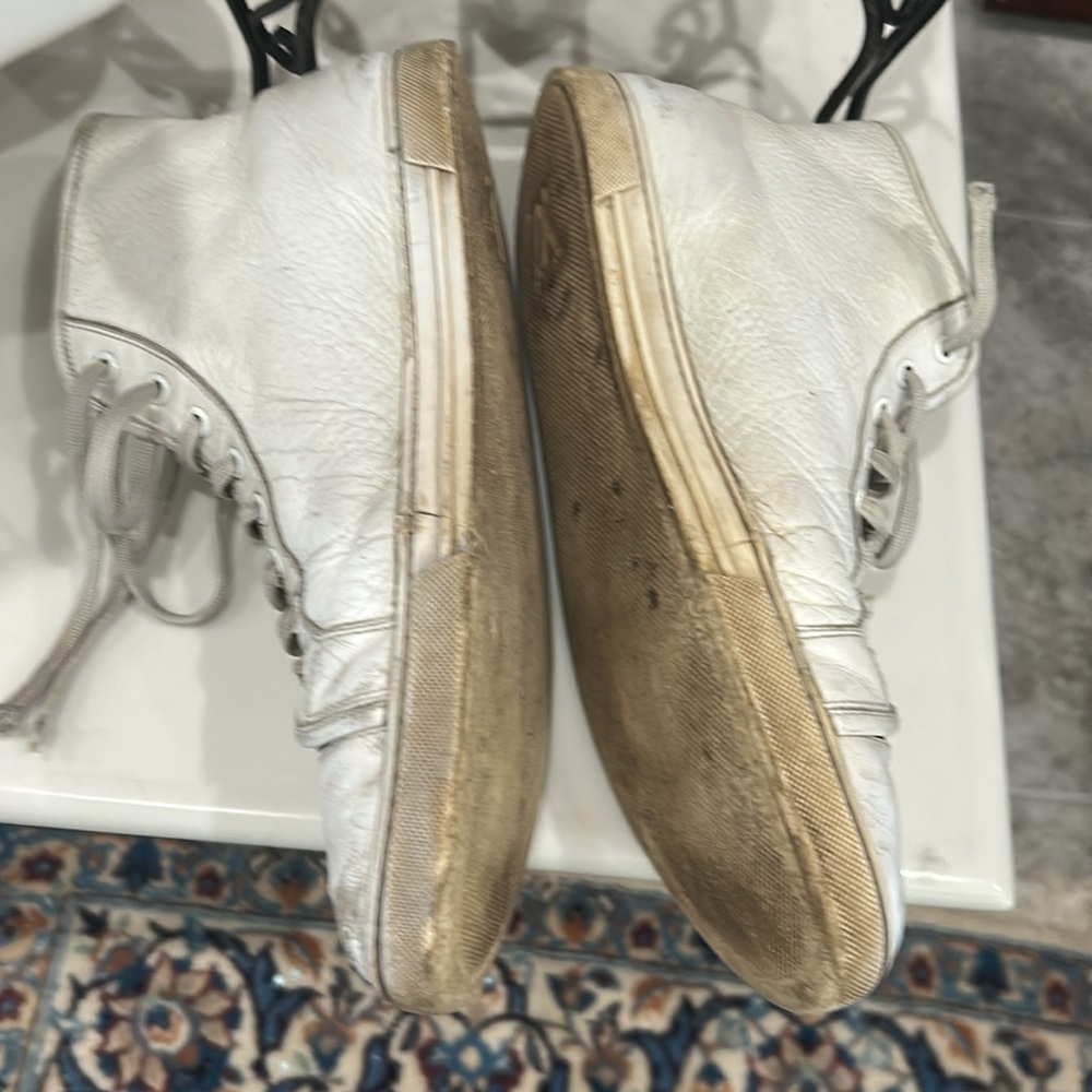 Louis Vuitton White High-Top Sneakers‎ with Leather Upper need repair GO OO49 - Picture 3 of 10